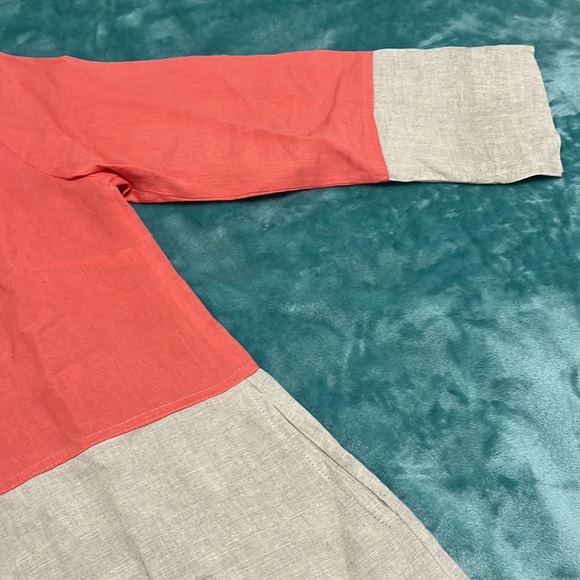 i Linen Classic Button down shirt coral/Natural Size XS - Picture 3 of 5